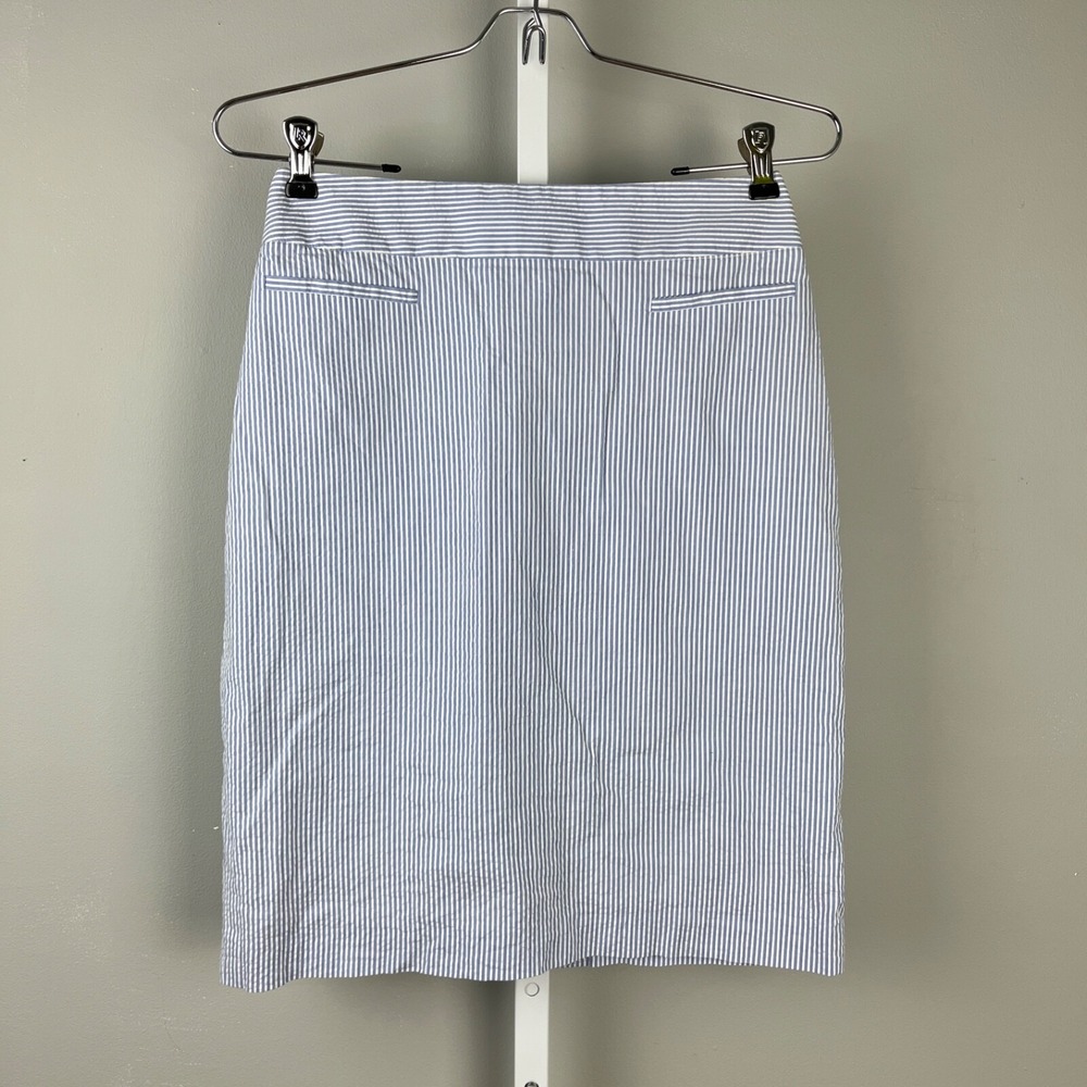Brooks Brothers Blue and White Striped Pencil Skirt